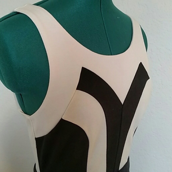 Black & Cream color block Dress - Picture 3 of 8